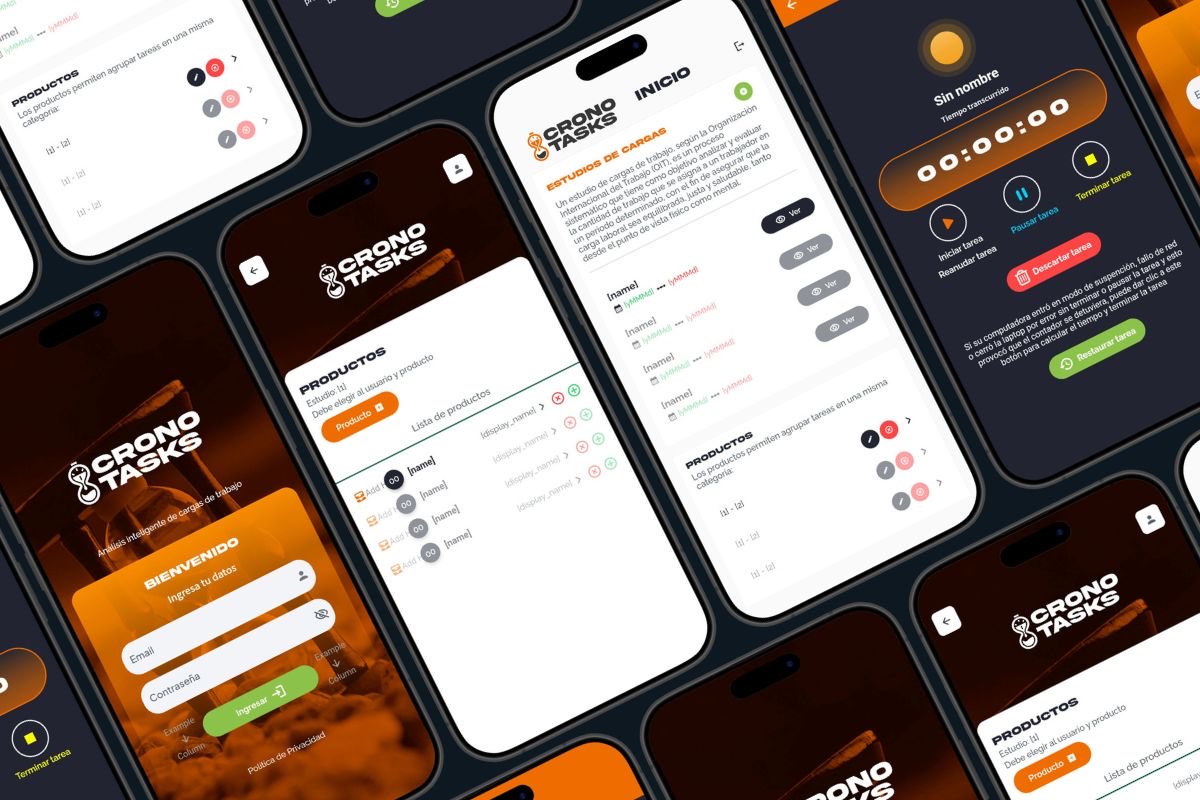 Pantallas de la app Cronotasks